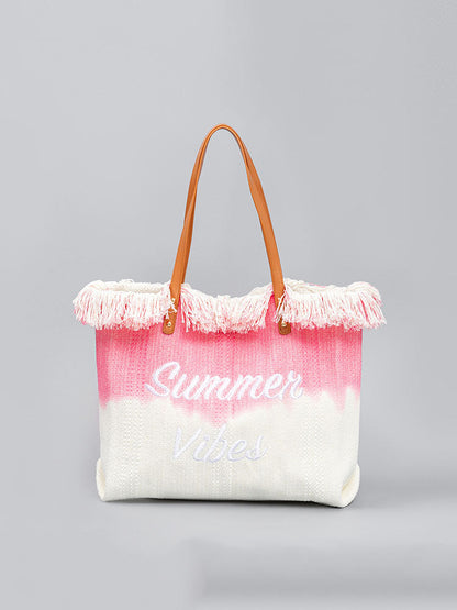 Two-Tone Embroidered Tote Bag