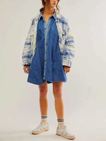 Robe en jean à détails boutonnés