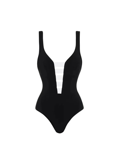 Colorblock Minimal One Piece Swimsuit Set
