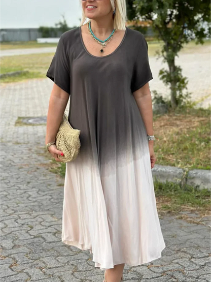Robe évasée dégradée tie-dye
