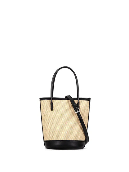 Mini Woven Leather Bucket Bag for Women
