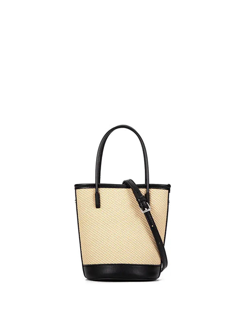 Mini Woven Leather Bucket Bag for Women