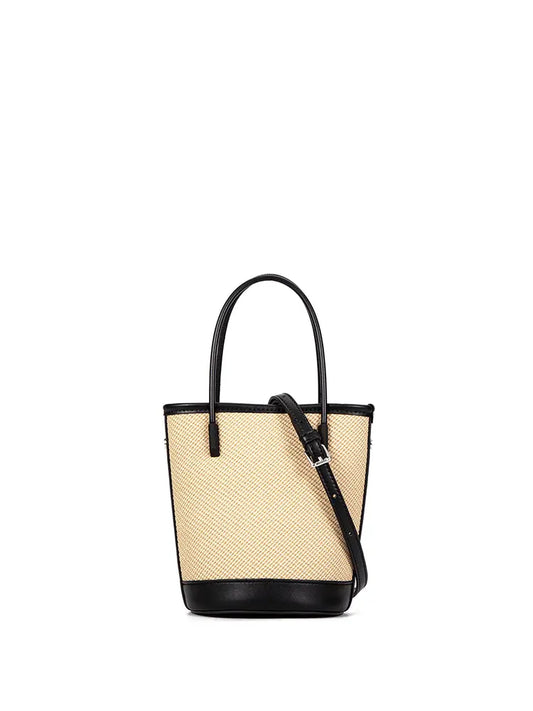 Mini Woven Leather Bucket Bag for Women