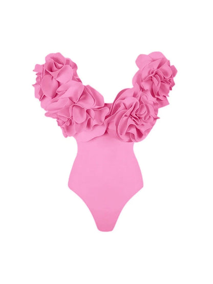 Maillot une-pièce de luxe sans bretelles de couleur unie