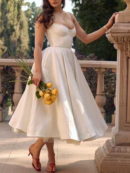 Robe midi en tulle blanc 