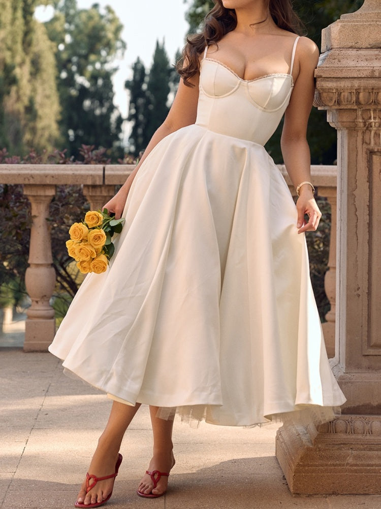 Robe midi en tulle blanc 