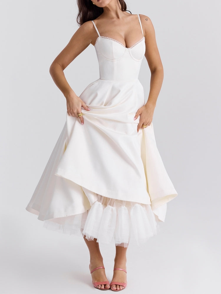 Robe midi en tulle blanc 