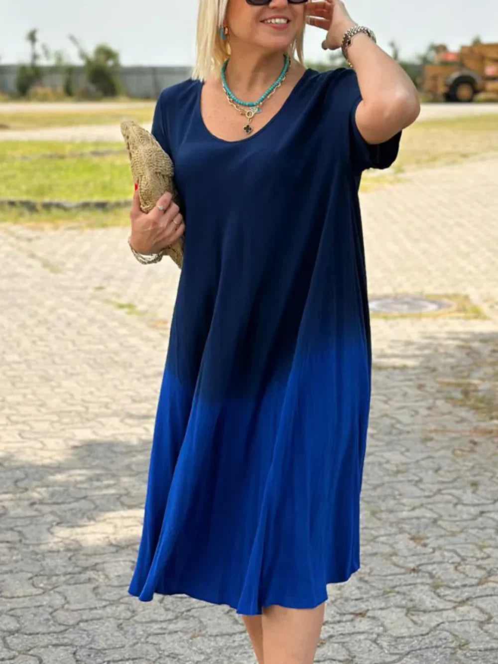 Robe évasée dégradée tie-dye