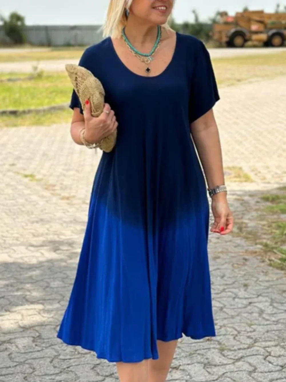Robe évasée dégradée tie-dye